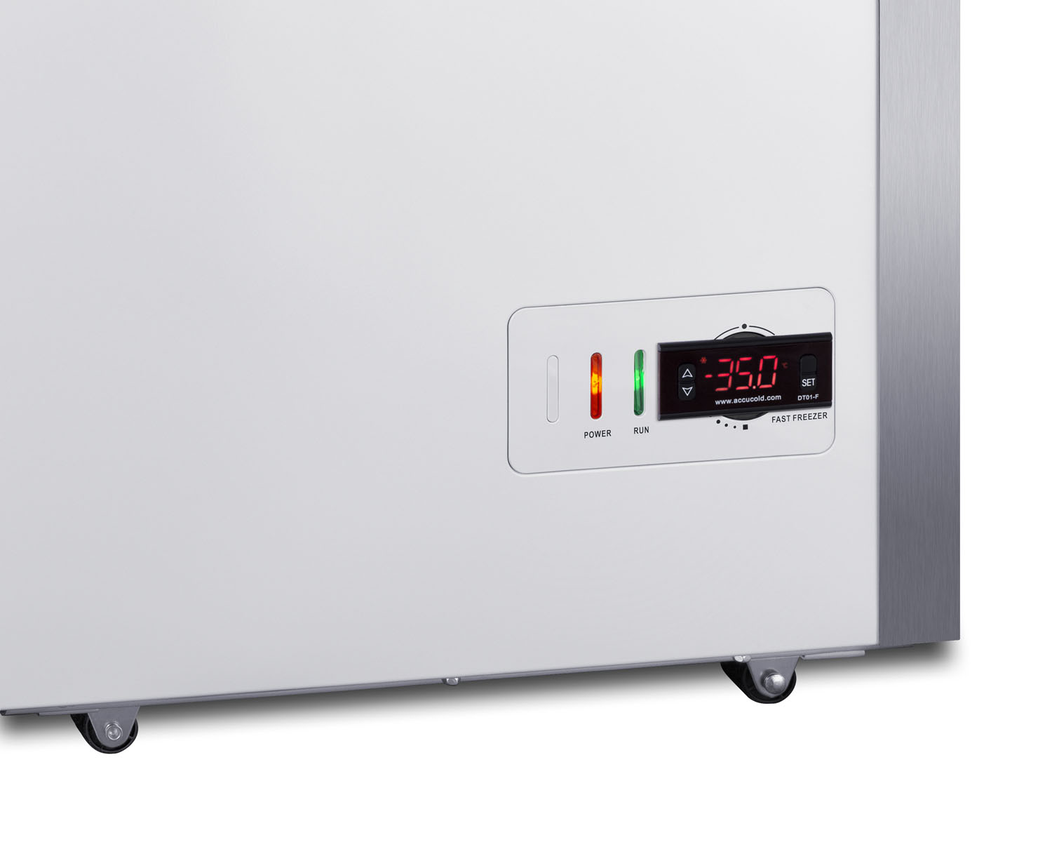 -35 C laboratory 19.8 cu.ft. chest freezer with stainless steel corner guards, NIST calibrated thermometer with alarm, and lock